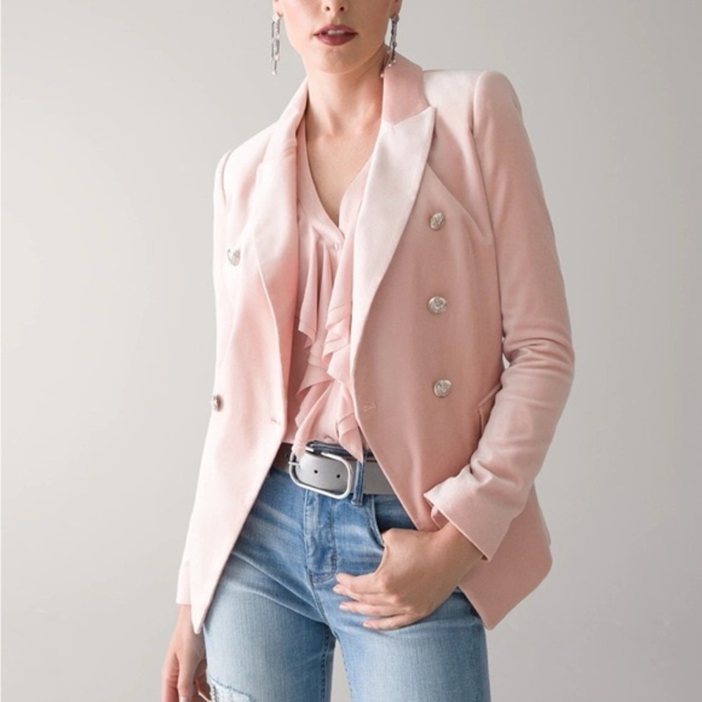 Women's Blush Pink Double-Breasted Blazer